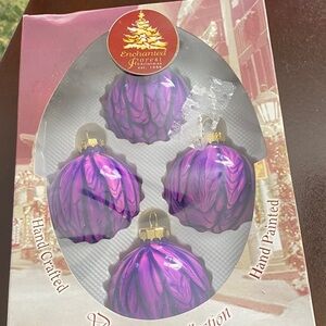 Enchanted Forest Purple Hand-Painted Ornaments
